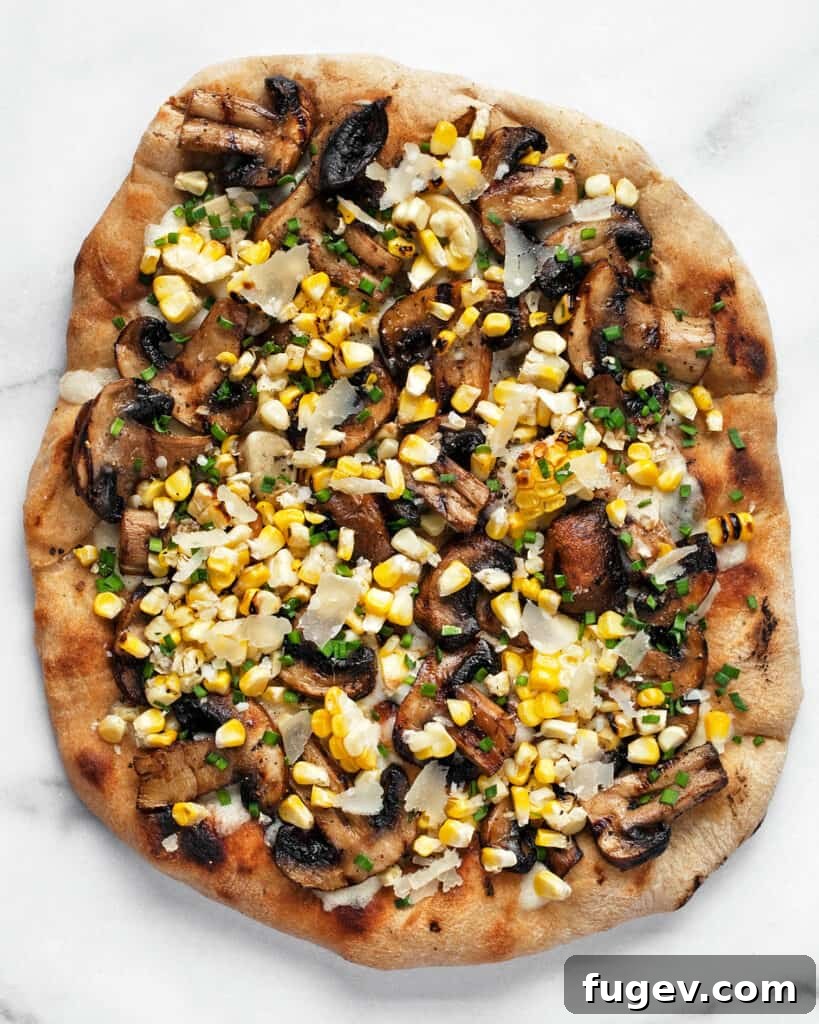 Smoky Mushroom and Sweet Corn Pizza 3 Grilled Mushroom Corn Pizza