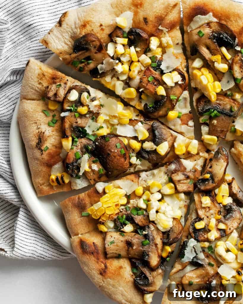 Smoky Mushroom and Sweet Corn Pizza 5 Grilled Mushroom Corn Pizza