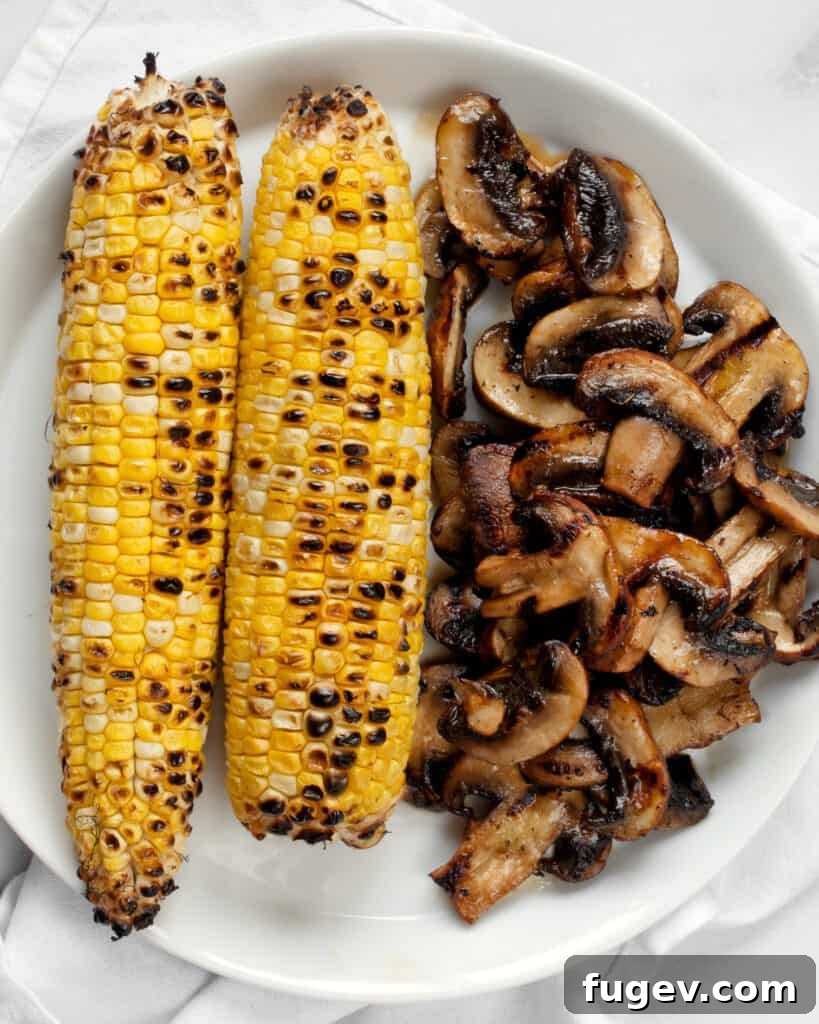 Smoky Mushroom and Sweet Corn Pizza 7 Grilled corn and mushrooms