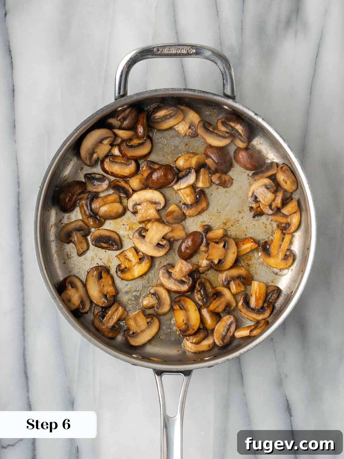 Sautéing Mushrooms Sautéing mushrooms in an oven-safe pan until golden brown for pot roast.