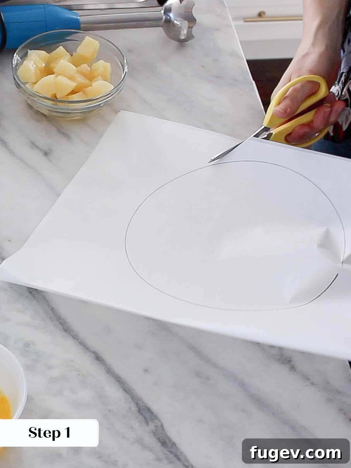 Sweet Nectar Delight 6 cutting parchment circles for lining cake pans.