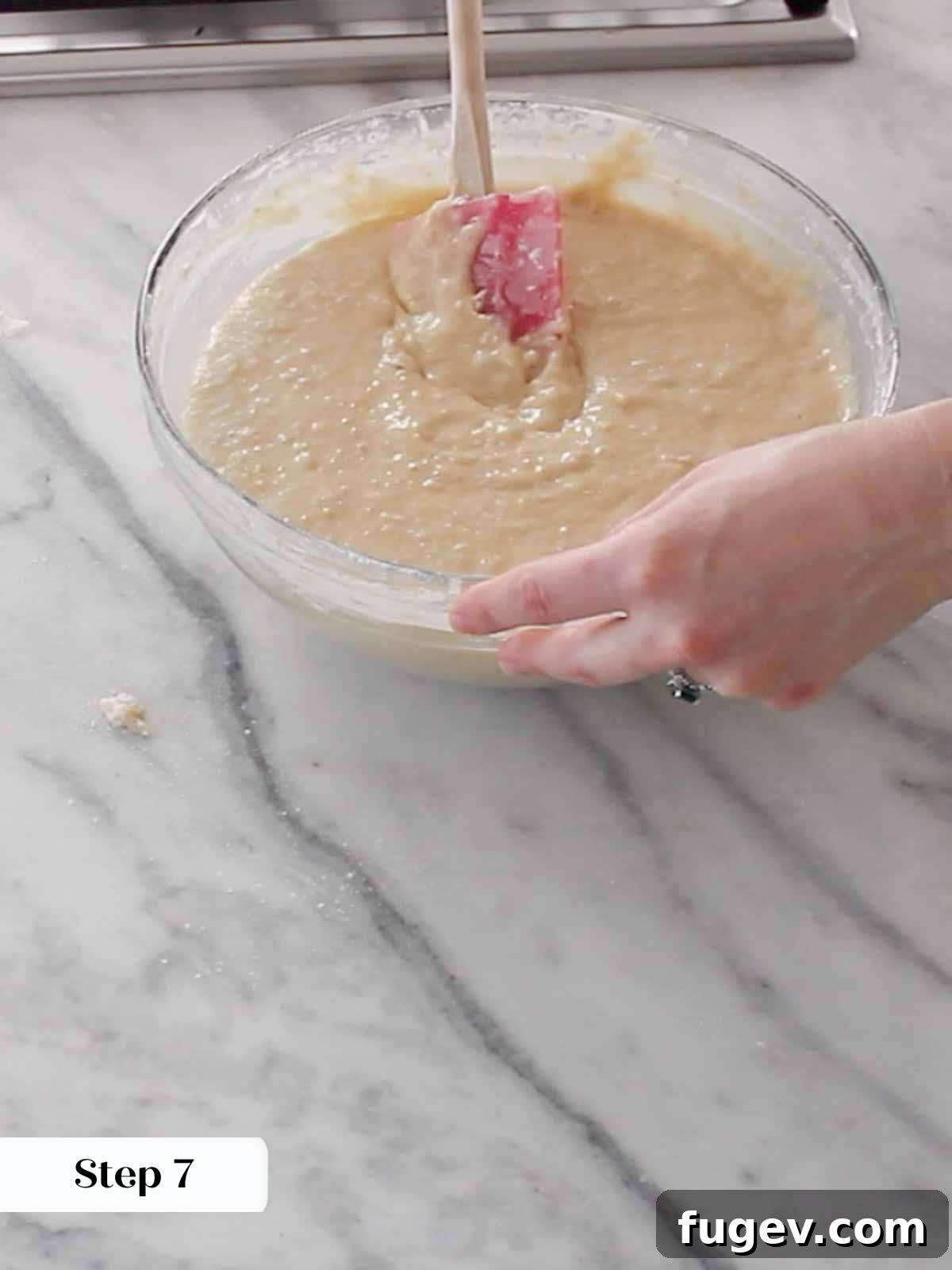 Sweet Nectar Delight 10 folding dry ingredients into batter.