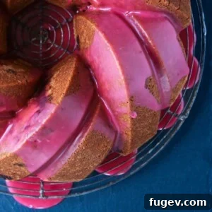 Cherry Almond Pound Cake pink cherry glaze dripping