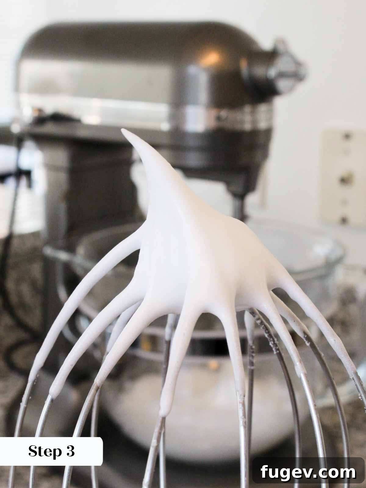 Whipped Marshmallow Dream 5 perfect stiff peaks on meringue for Italian meringue.