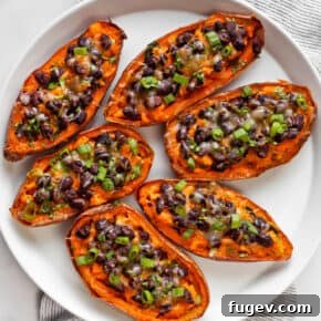 Loaded sweet potato skins on a plate