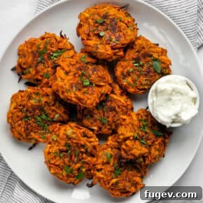 Sweet potato fritters on a plate.