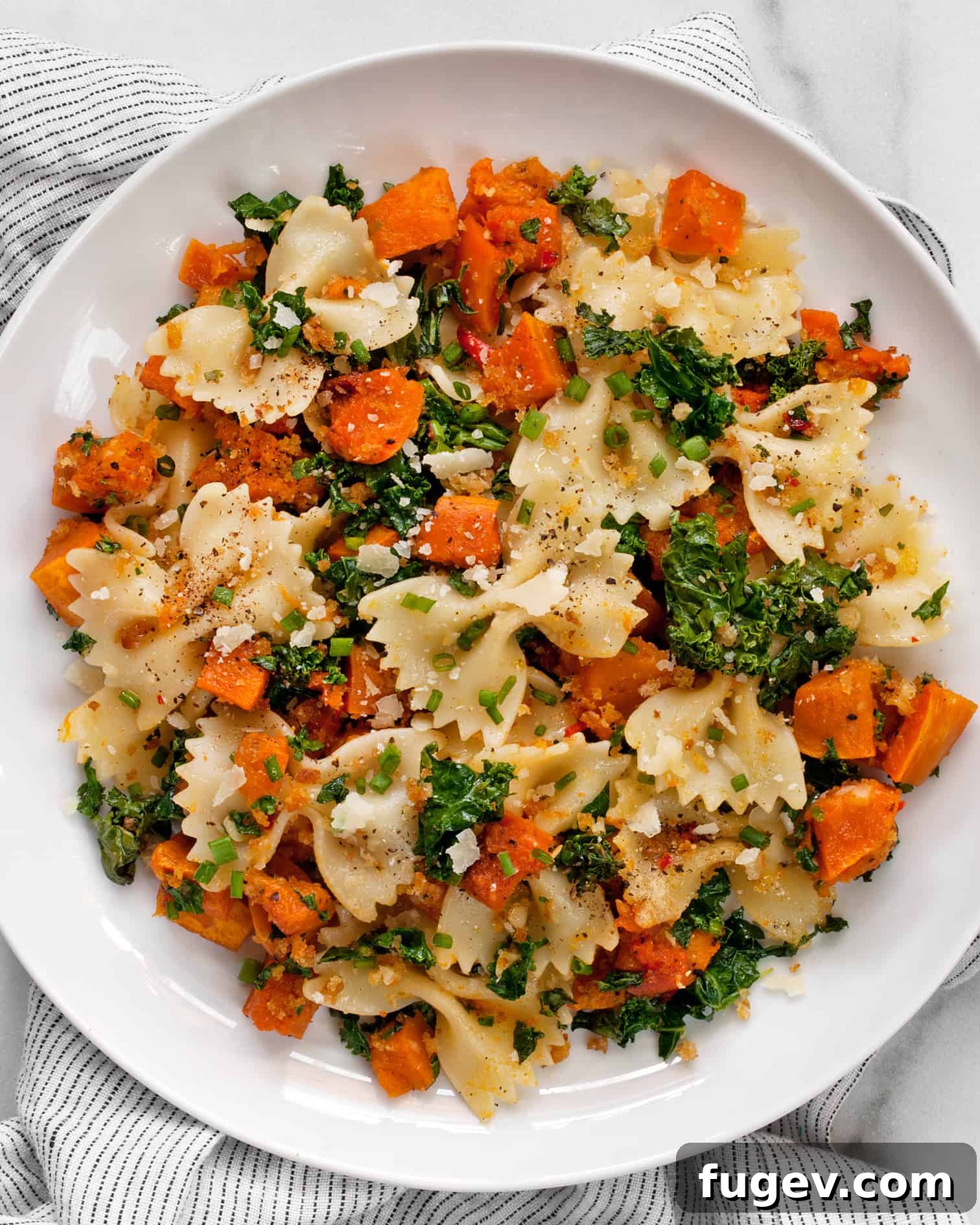 Golden Roasted Butternut Pasta 2 Flavorful Roasted Butternut Squash Kale Pasta ready to serve