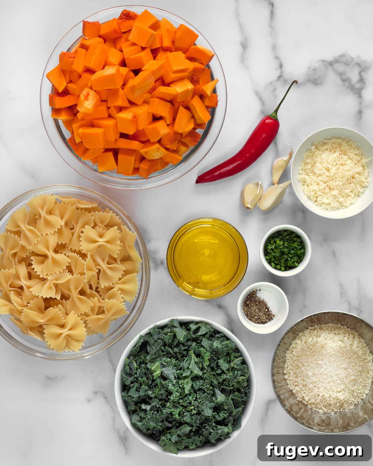 Golden Roasted Butternut Pasta 3 Fresh ingredients for roasted butternut squash pasta