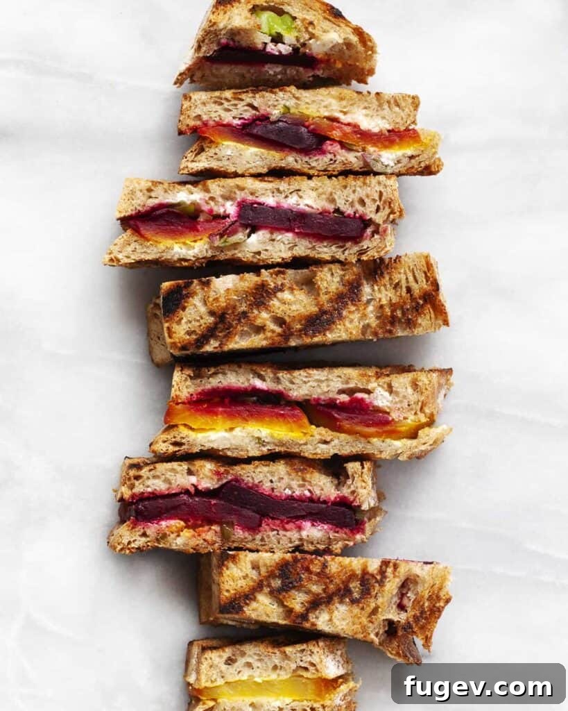 Roasted Beet Grilled Cheese 2 Gourmet Beet Grilled Cheese Sandwich with Goat Cheese and Arugula