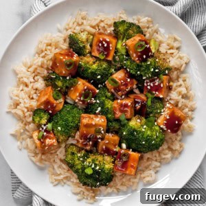 Tofu and broccoli over brown rice.
