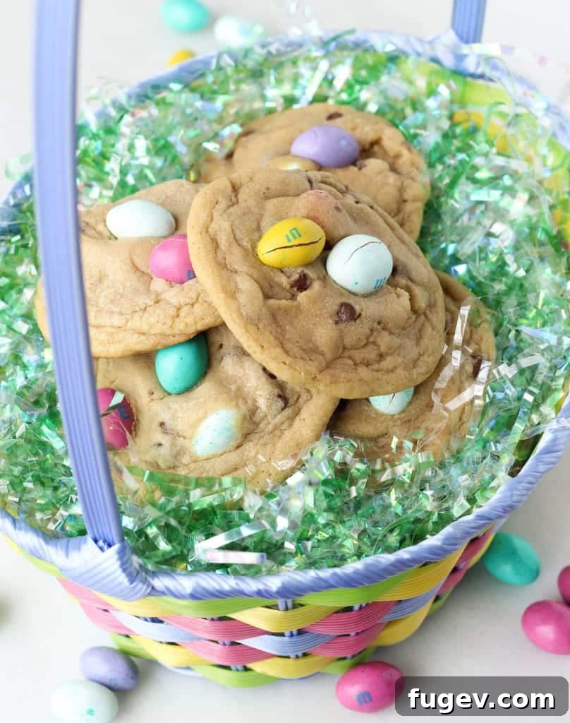 MM Peanut Butter Chocolate Chip Delights 3 Colorful Easter Egg Peanut Butter M&M candies, the star ingredient for these delicious cookies