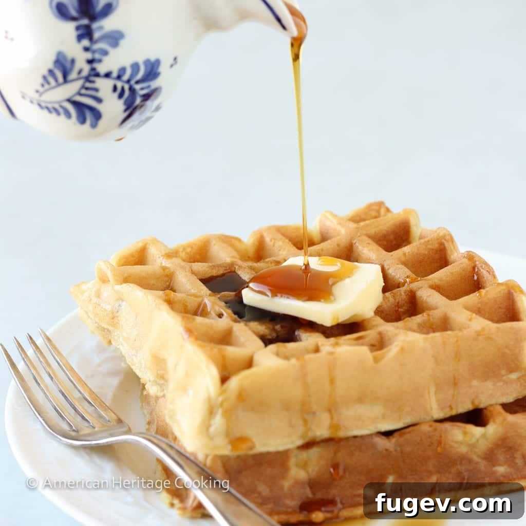 Fluffy Buttermilk Waffles for a Relaxed Sunday 2 Crispy and Fluffy Buttermilk Waffles with Spices and Brandy