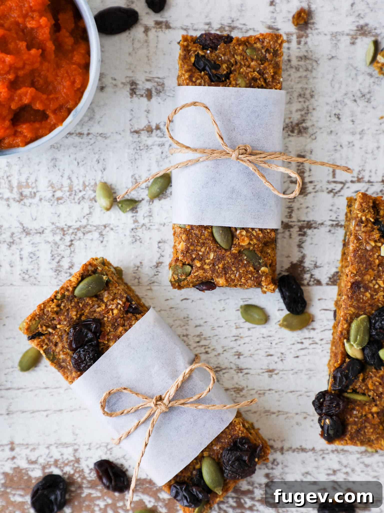 Irresistible Gluten-Free Pumpkin Squares 2 Portable Gluten-Free Pumpkin Spice Energy Bars ready for travel.