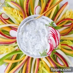 Stunning overhead view of Tzatziki Dip in a bowl, garnished for serving.