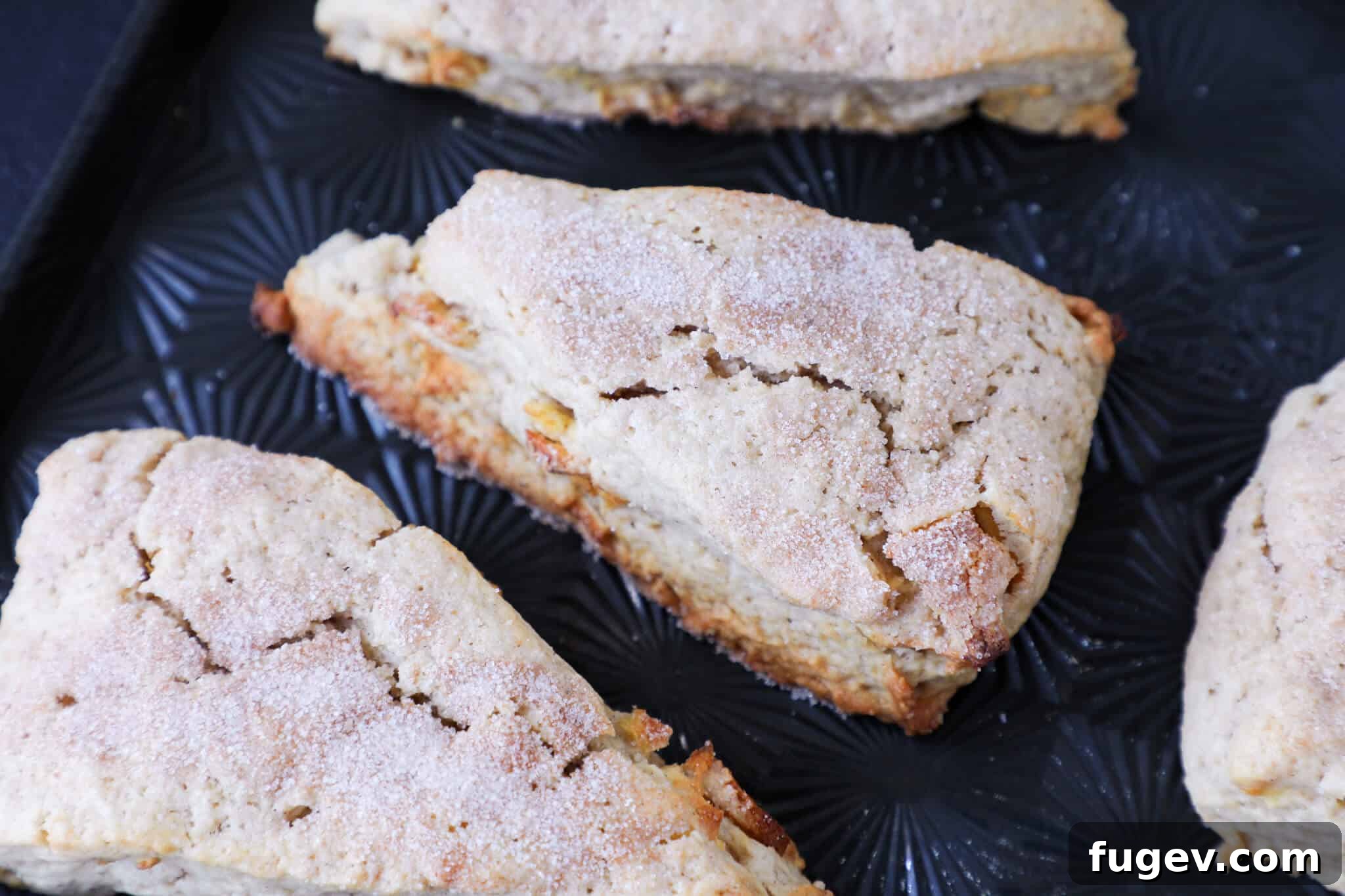 Harvest Apple Spice Scones 6 Golden brown Spiced Apple Scones cooling on a wire rack after baking