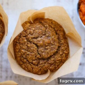 Top view of Pumpkin Spice Bran Muffins, showing their inviting texture