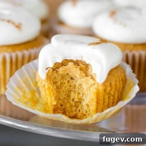 Pumpkin Spice Cupcakes with Cream Cheese Buttercream, highlighting the texture