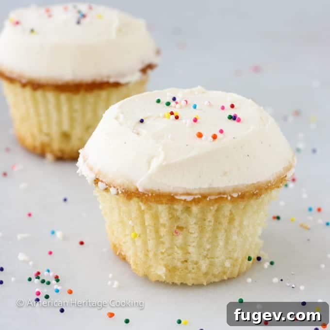 Sprinkles-Inspired Vanilla Cupcakes 4 Sprinkles Copycat Vanilla Cupcakes Closeup