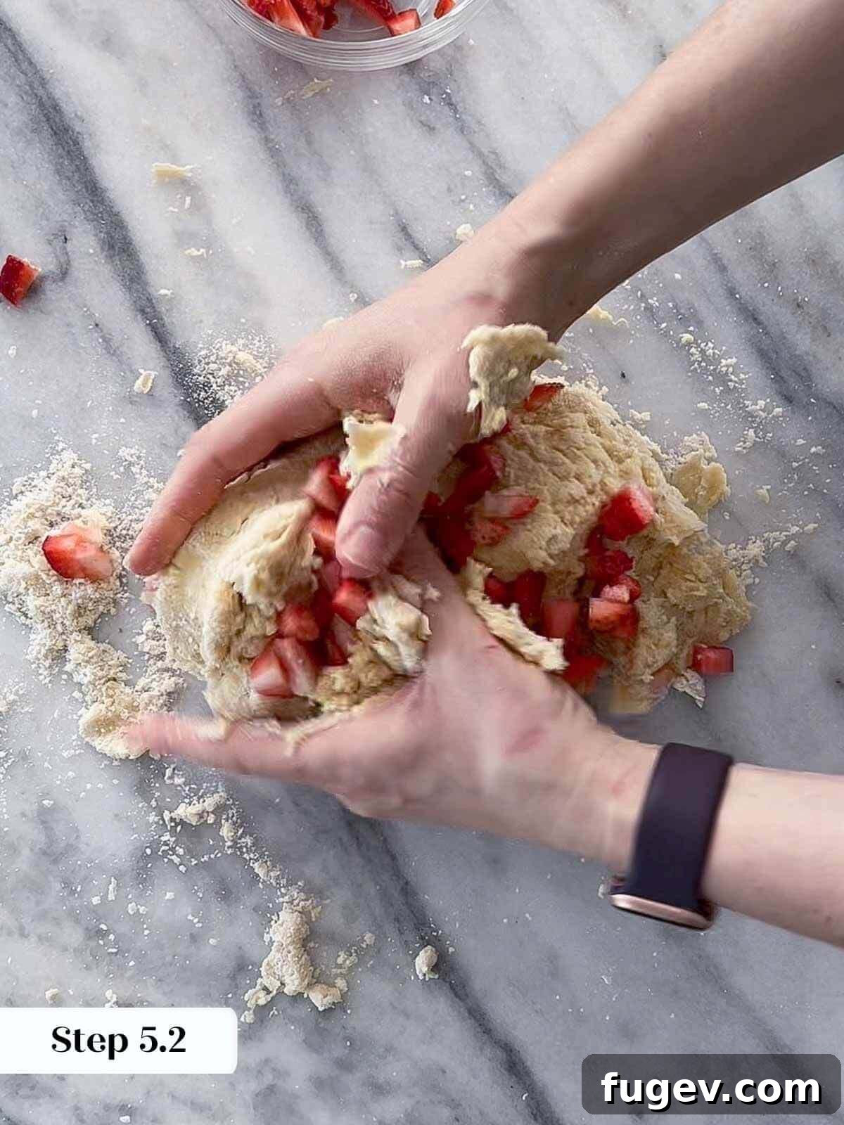Sweet Summer Strawberry Scones 8 Scone dough pressed into a disk for cutting.