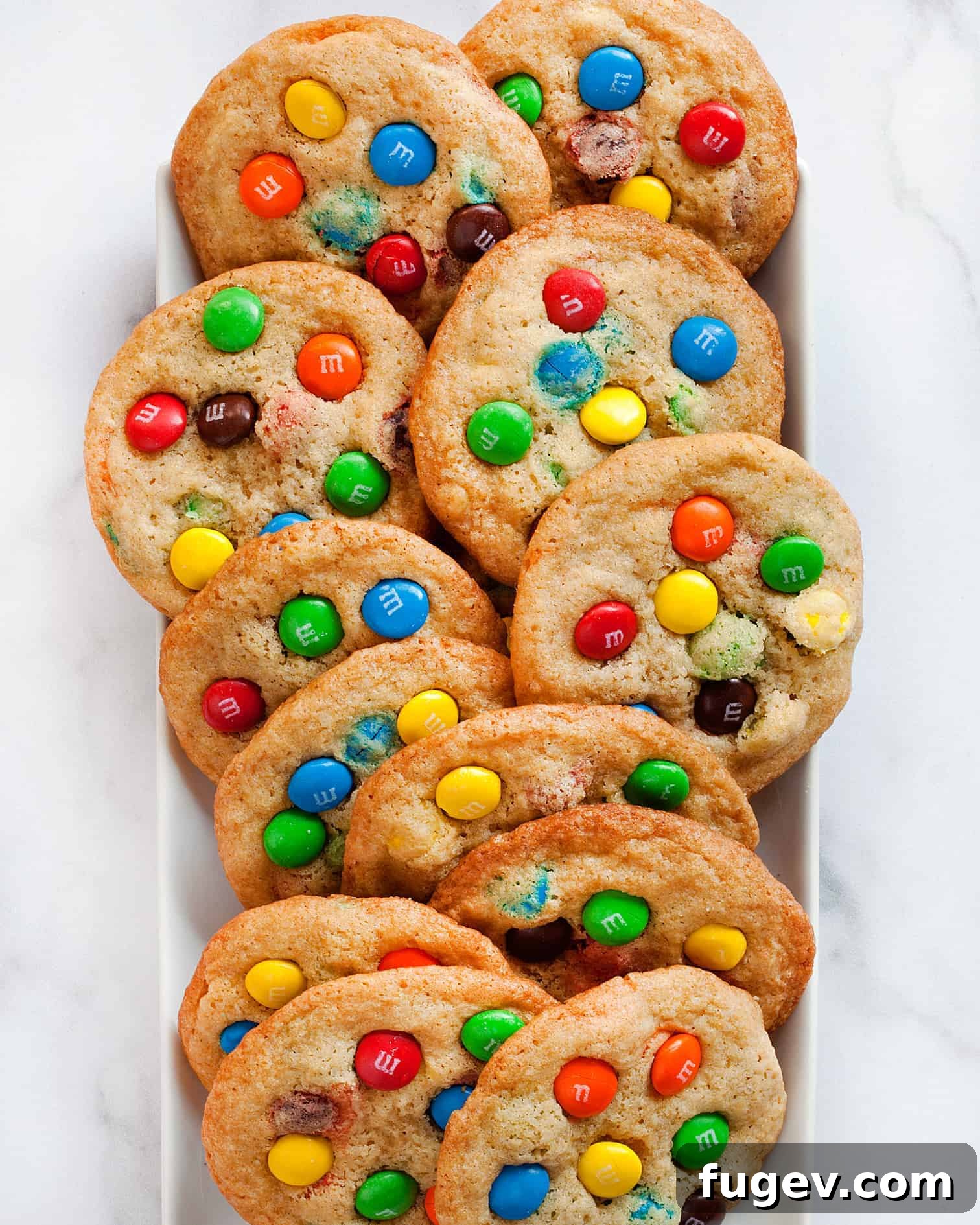 Crispy Colorful Candy Cookies 2 Crispy M&M Cookies, golden brown with colorful M&M candies
