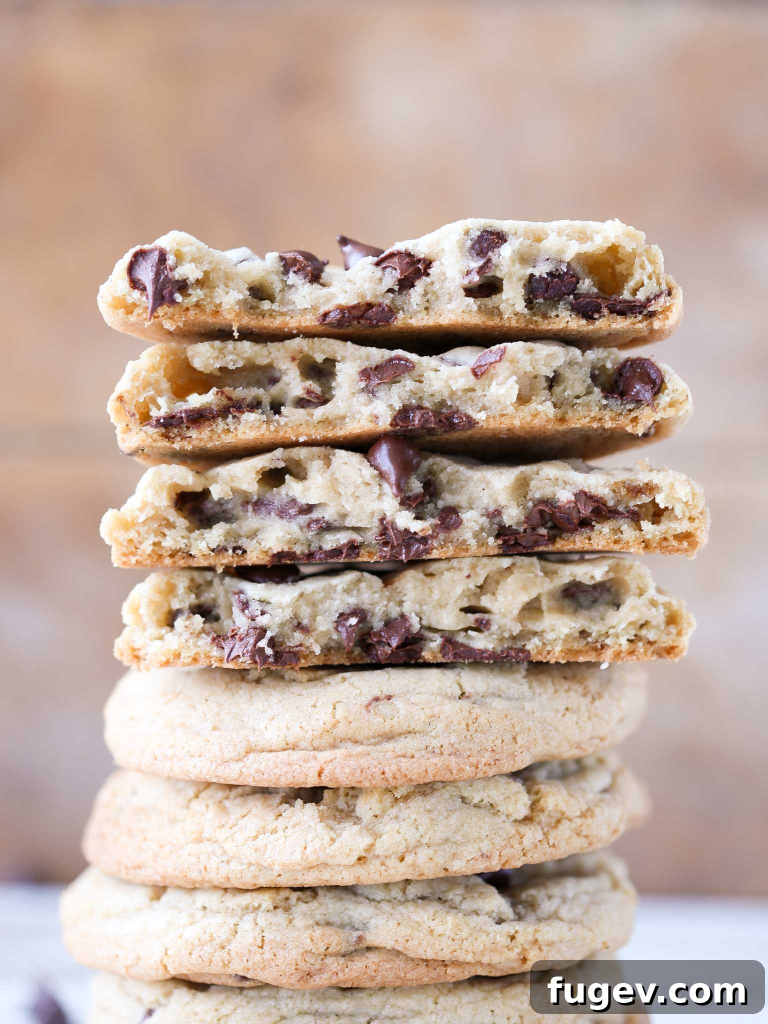My Signature Chewy Chocolate Chip Cookies 2 Stacked Chewy Chocolate Chip Cookies for a Sweet Treat