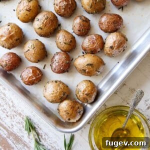 Stress-Free Thanksgiving Recipes 37 Featured Rosemary Roasted Potatoes, a delectable and aromatic side dish.