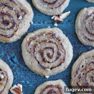 Old Fashioned Date Pinwheels, close up, revealing their intricate spiral pattern.