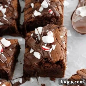 Chewy peppermint brownies, showcasing their rich texture.