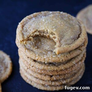 Old Fashioned Chewy Molasses Cookies in a perfect stack.