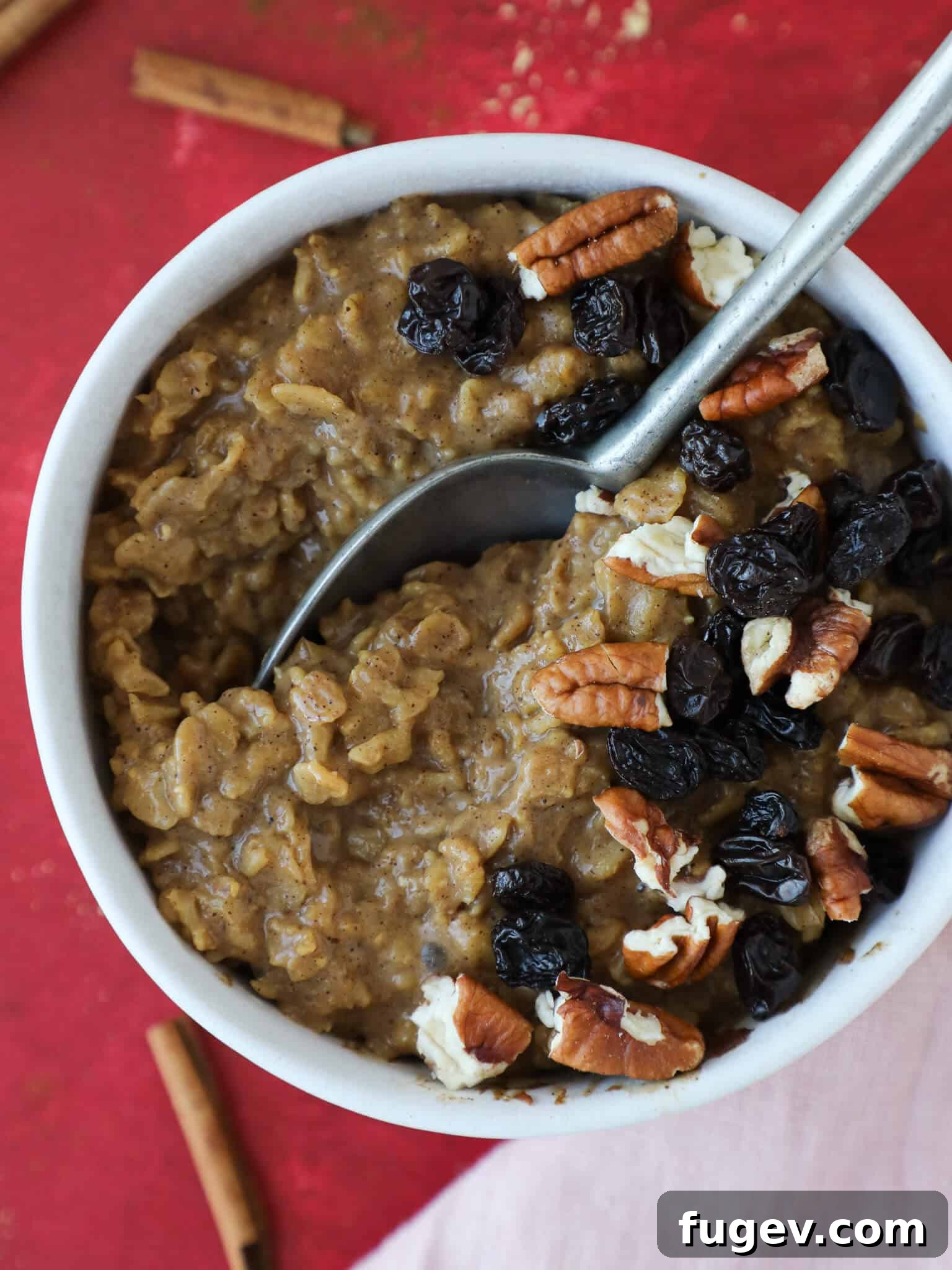 Gingerbread Spiced Oatmeal 2 Gingerbread Oatmeal topped with nuts, ready to eat.