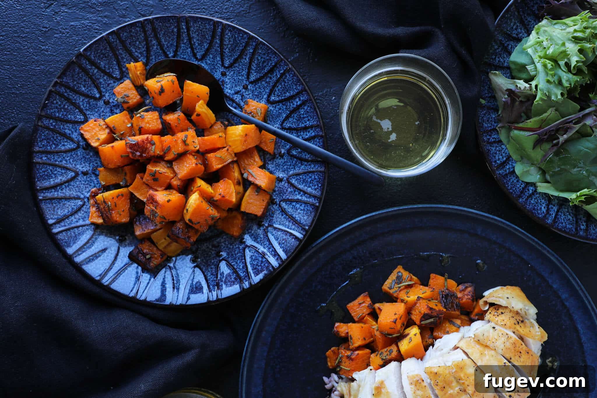 Harvest Spice Roasted Butternut Squash 6 Seasoned Baked Gourd Side Dish - Bowl of roasted spiced butternut squash