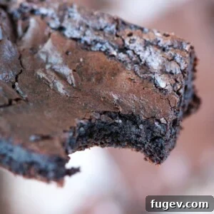 One Bowl Brownie with a perfect flaky top, a truly easy and delicious treat.