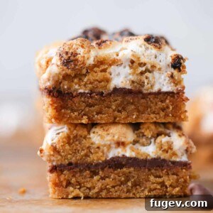 Soft Chewy Smores Crumble Bars sliced stacked