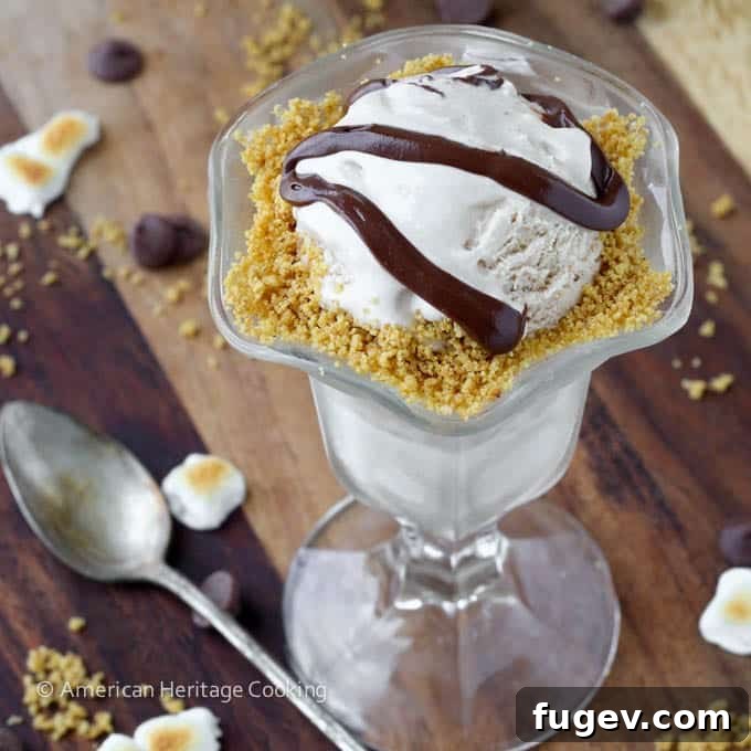 Campfire Smores Ice Cream 8 Toasted Marshmallow Smores Ice Cream in vintage loaf pan