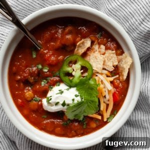 Pumpkin chili in a bowl.