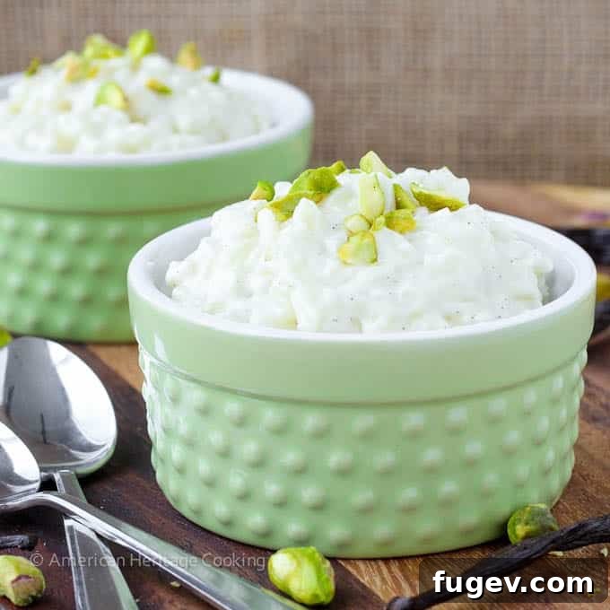 Comforting Vanilla Rice Pudding 6 Ingredients for Vanilla Bean Rice Pudding laid out on a counter