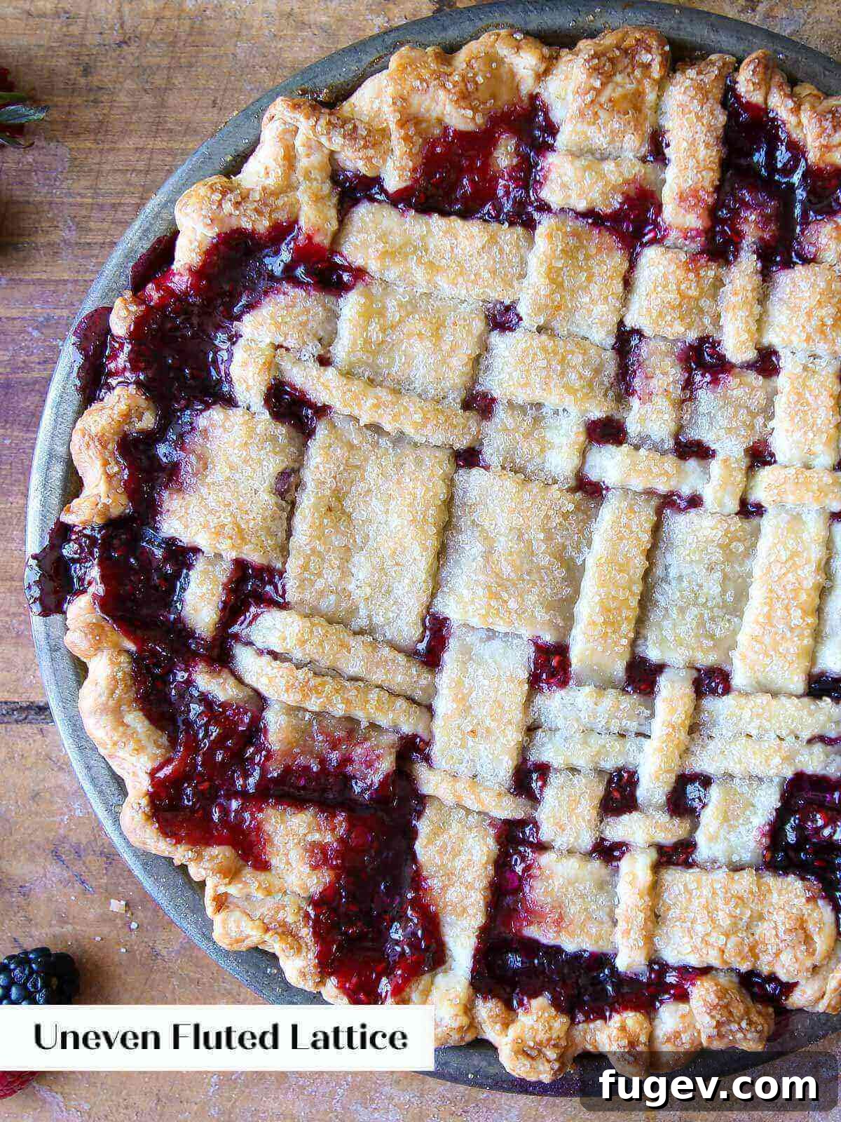 The Art of the Perfect Pie Lattice 14 A visually striking baked pie showcasing an artistic lattice crust, with varied strip widths and patterns for a unique, handcrafted feel.