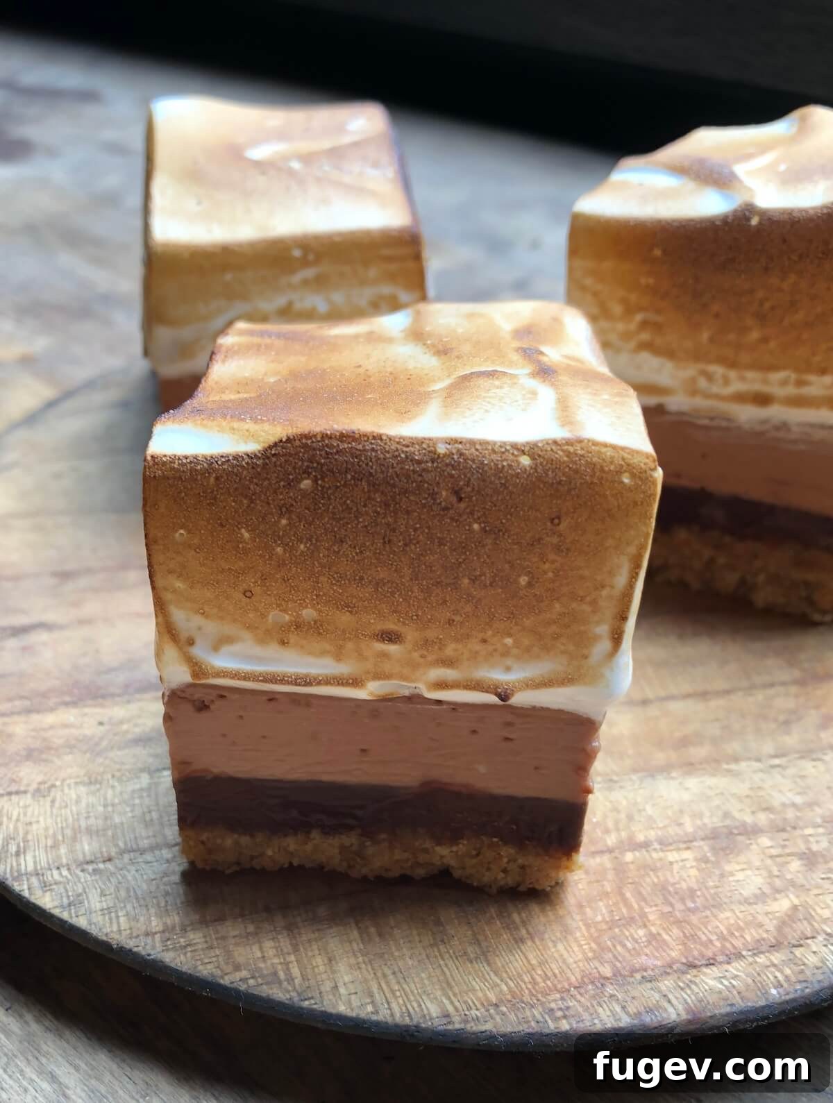 Pillowy Marshmallow Perfection 2 A beautifully layered s'mores dessert, showcasing the marshmallow frosting as a key component.