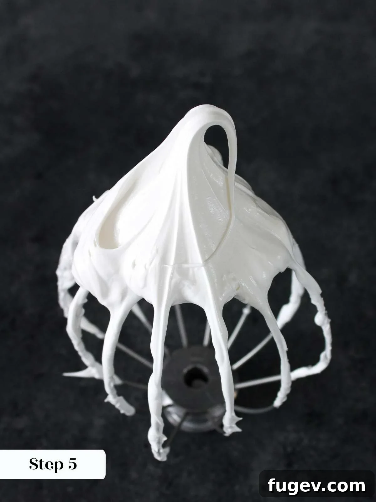 Pillowy Marshmallow Perfection 7 A whisk attachment lifted from the meringue, revealing perfect, firm stiff peaks.