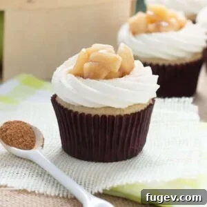 Apple Pie Cupcakes with Vanilla Buttercream by Spoonful of Flavor. The perfect fall treat.