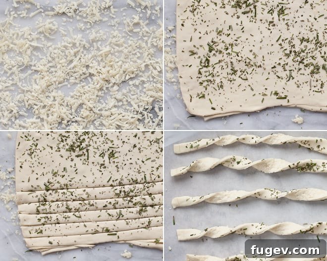 Gourmet Gouda & Rosemary Twists 4 Rosemary Gouda Straws arranged on a serving platter