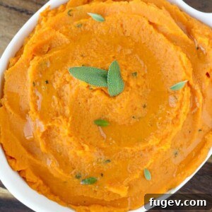 Golden Brown Butter Sage Sweet Potato Mash 5 Brown Butter Sage Mashed Sweet Potatoes will liven up any meal! Easy, stunning and delicious!