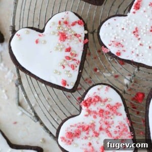 chocolate sugar cookie hearts.