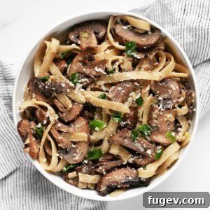 Umami-Packed Miso Mushroom Pasta 8 Miso mushroom pasta in a bowl.
