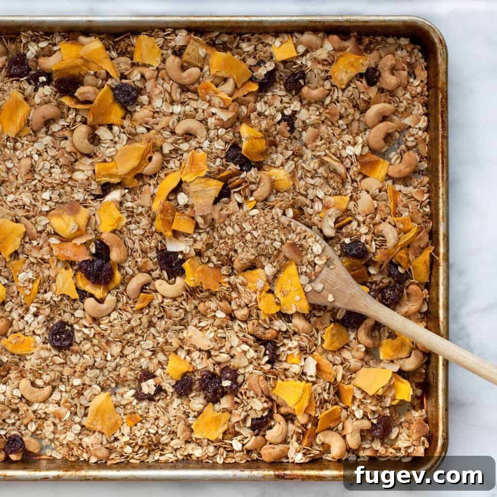 Crunchy Coconut Cashew Clusters 2 Golden Coconut Cashew Granola with Dried Mango and Tart Cherries
