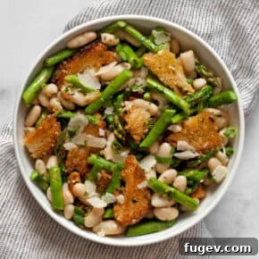 Asparagus salad with cannellini beans and sourdough croutons.