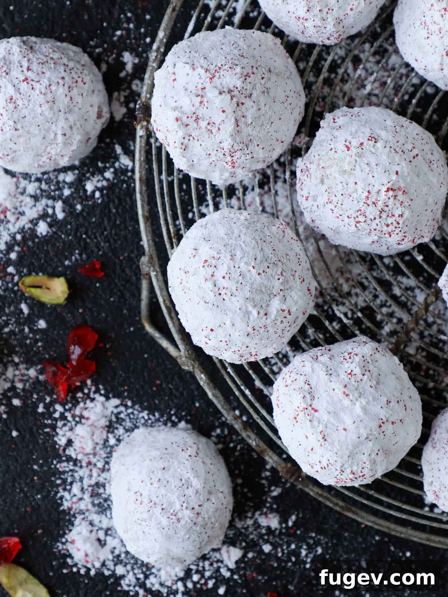 25 Deliciously Simple Christmas Cookies 12 Cherry Pistachio Snowball Cookies Powdered Sugar.