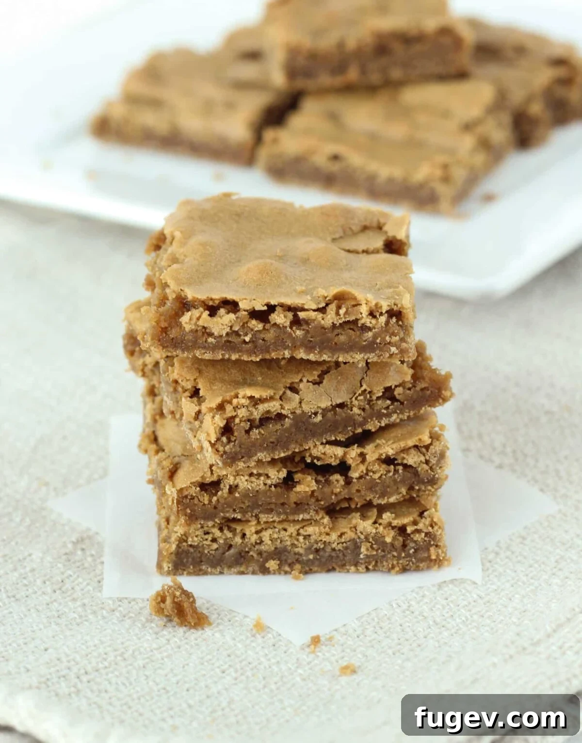 25 Deliciously Simple Christmas Cookies 26 stack of easy butterscotch brownies.