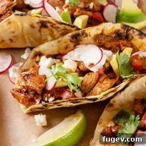 Fiesta Chicken Tacos 15 Perfectly seasoned chopped chicken for tacos.