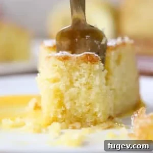 olive oil cake sliced on fork.